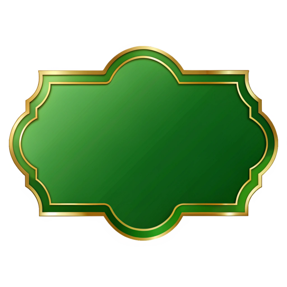 Green Blank Banner Shape with golden outline isolated on transparent background png