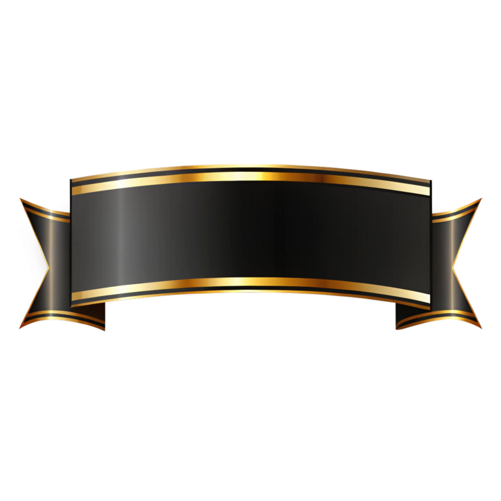 elegant Black banner Shape with golden outline isolated on transparent background png
