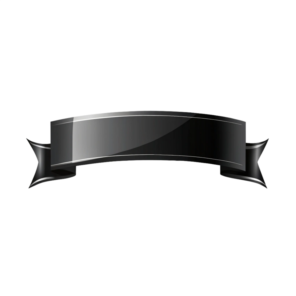 Black banner Shape with white outline isolated on transparent background png