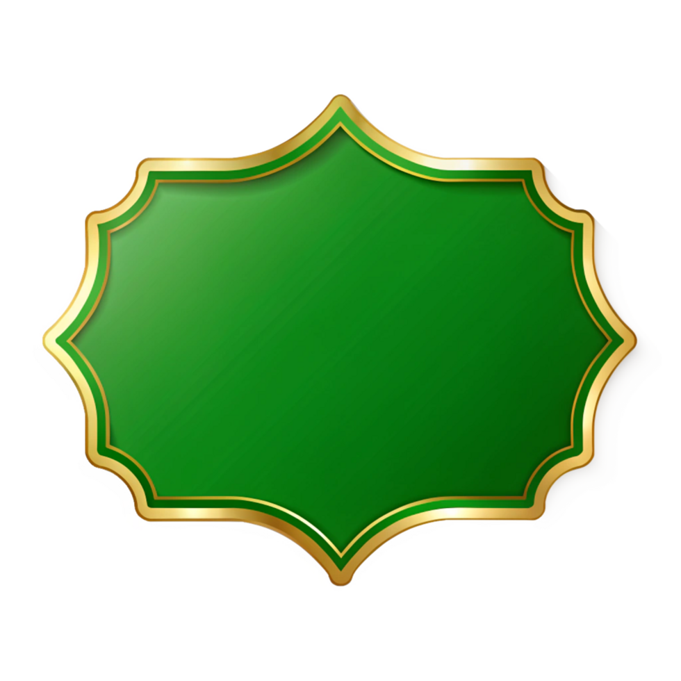 Green islamic Banner Shape with golden outline isolated on transparent background png