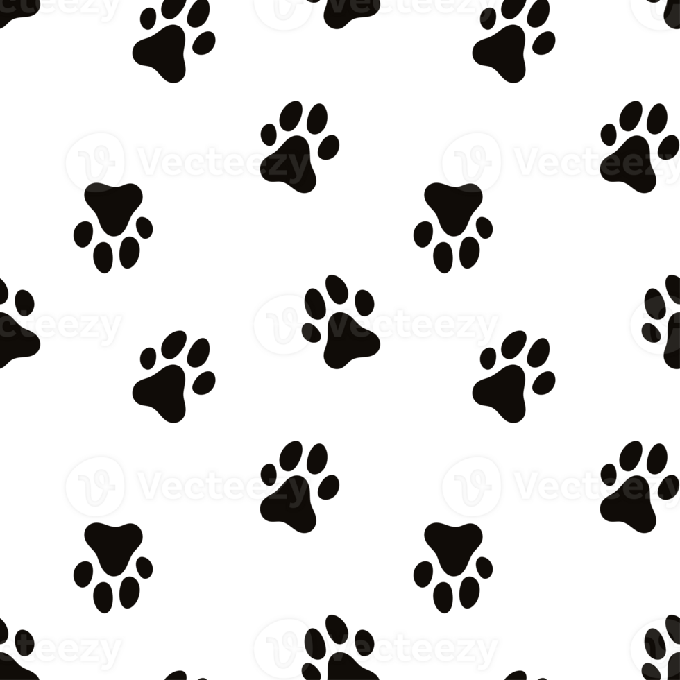 Dog Paw Seamless pattern. Dog footprint repeating pattern. Black and white pattern with dog tracks png