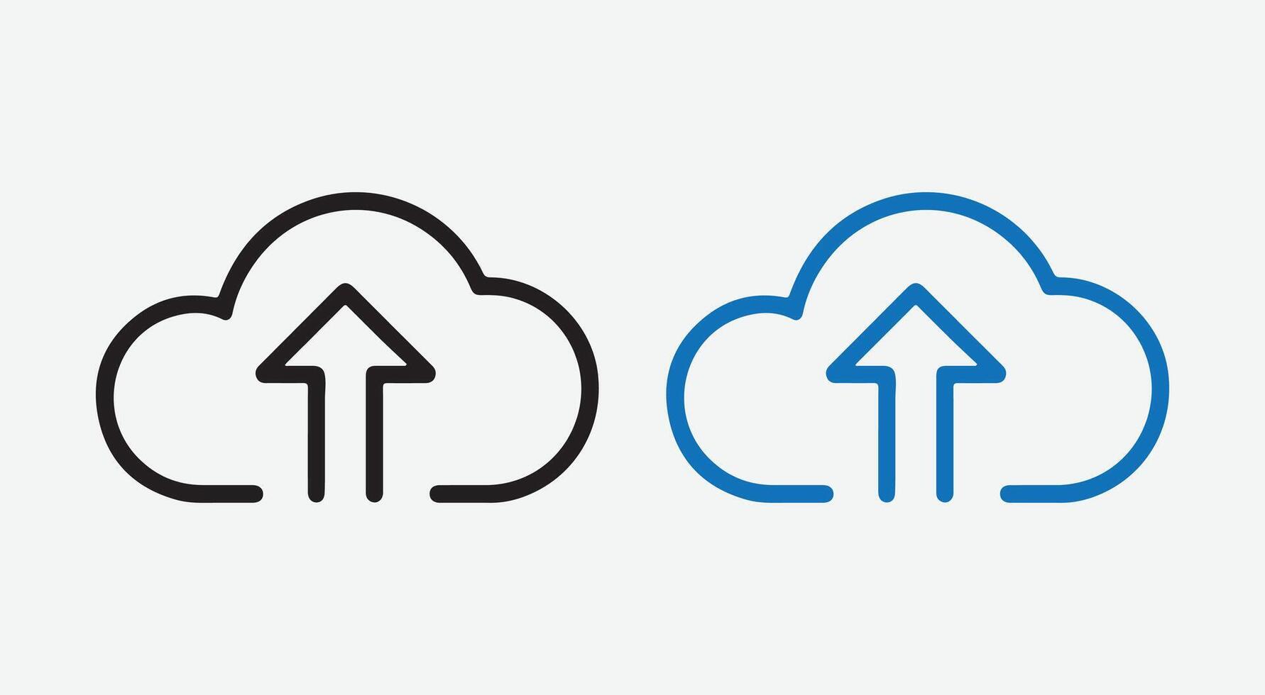 Cloud Upload Icon. Cloud Storage Upload Symbol. Data Transfer Cloud Icon. File Upload to Cloud Icons. vector