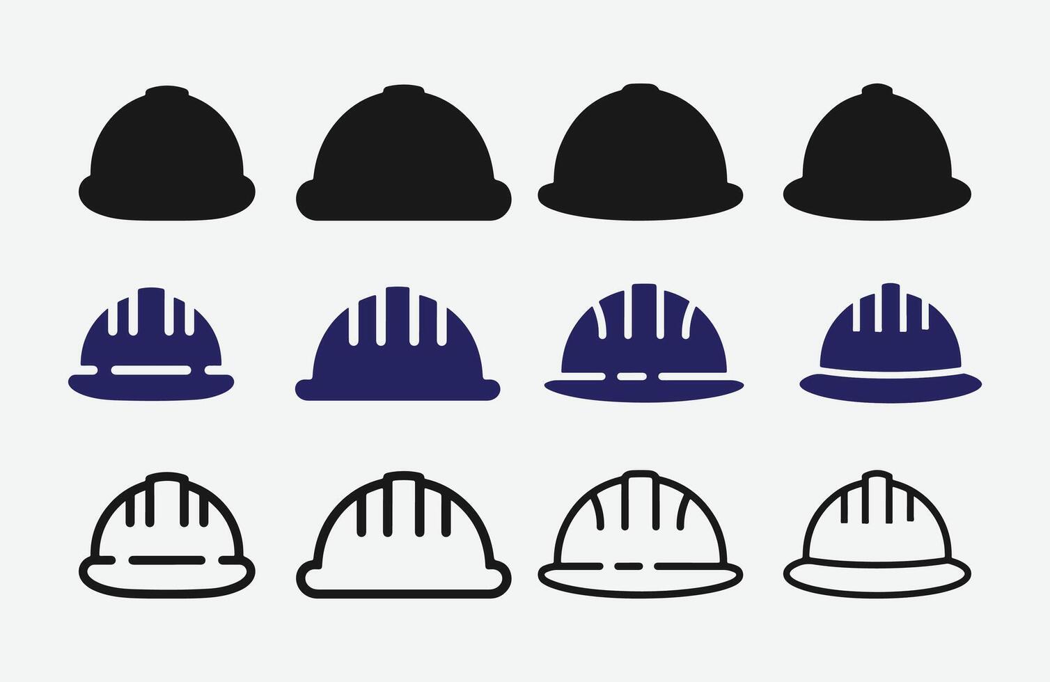 Hard Hat Icons Set. Construction Helmet Symbols. Safety Helmet Icons. Industrial Hard Hat Icon. vector