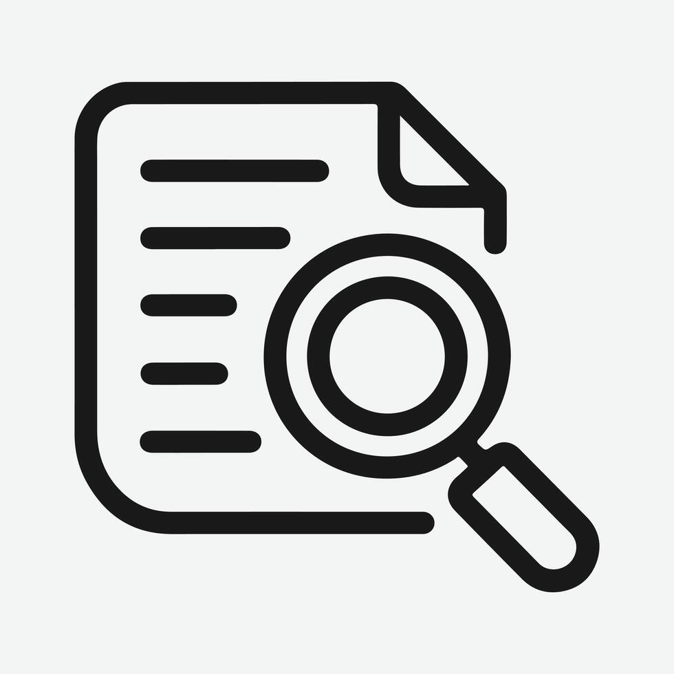 Document Search Icon. Magnifying Glass on Document Icon. Data Search Document . vector