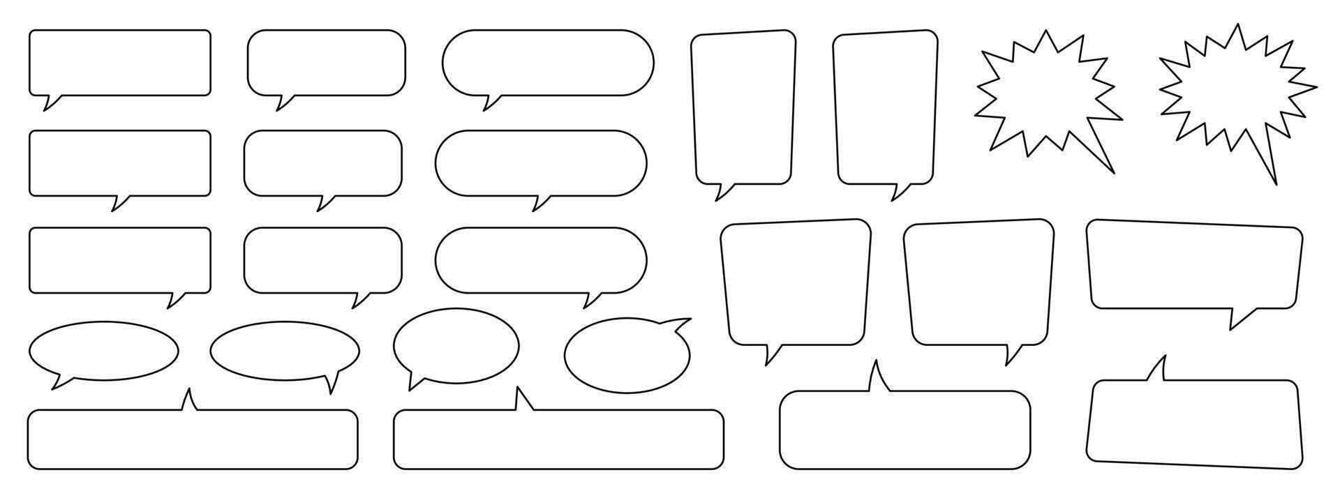 Collection of line speech bubble, line speech balloon, line chat bubble. vector