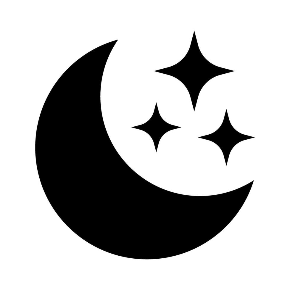 Crescent moon icon. Crescent moon with stars icon. Night icon. vector