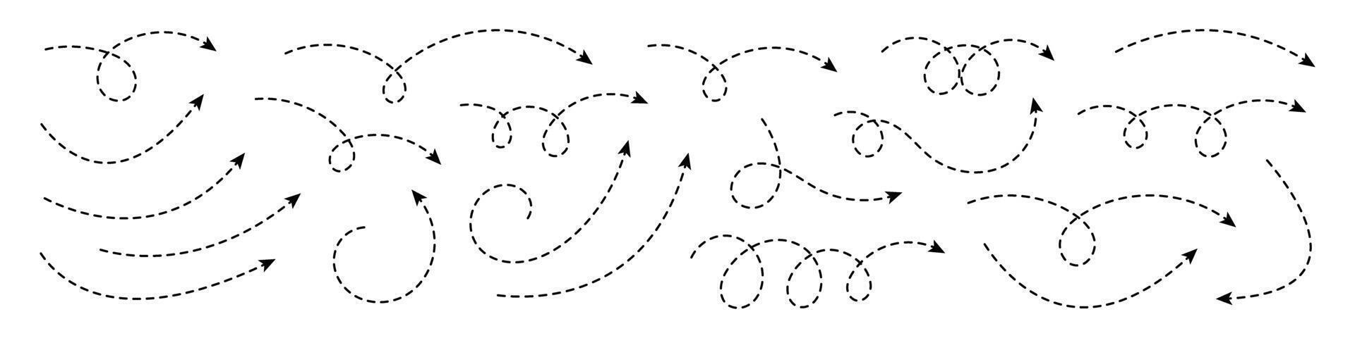 Curved dotted arrow. Hand drawn dotted arrow. vector