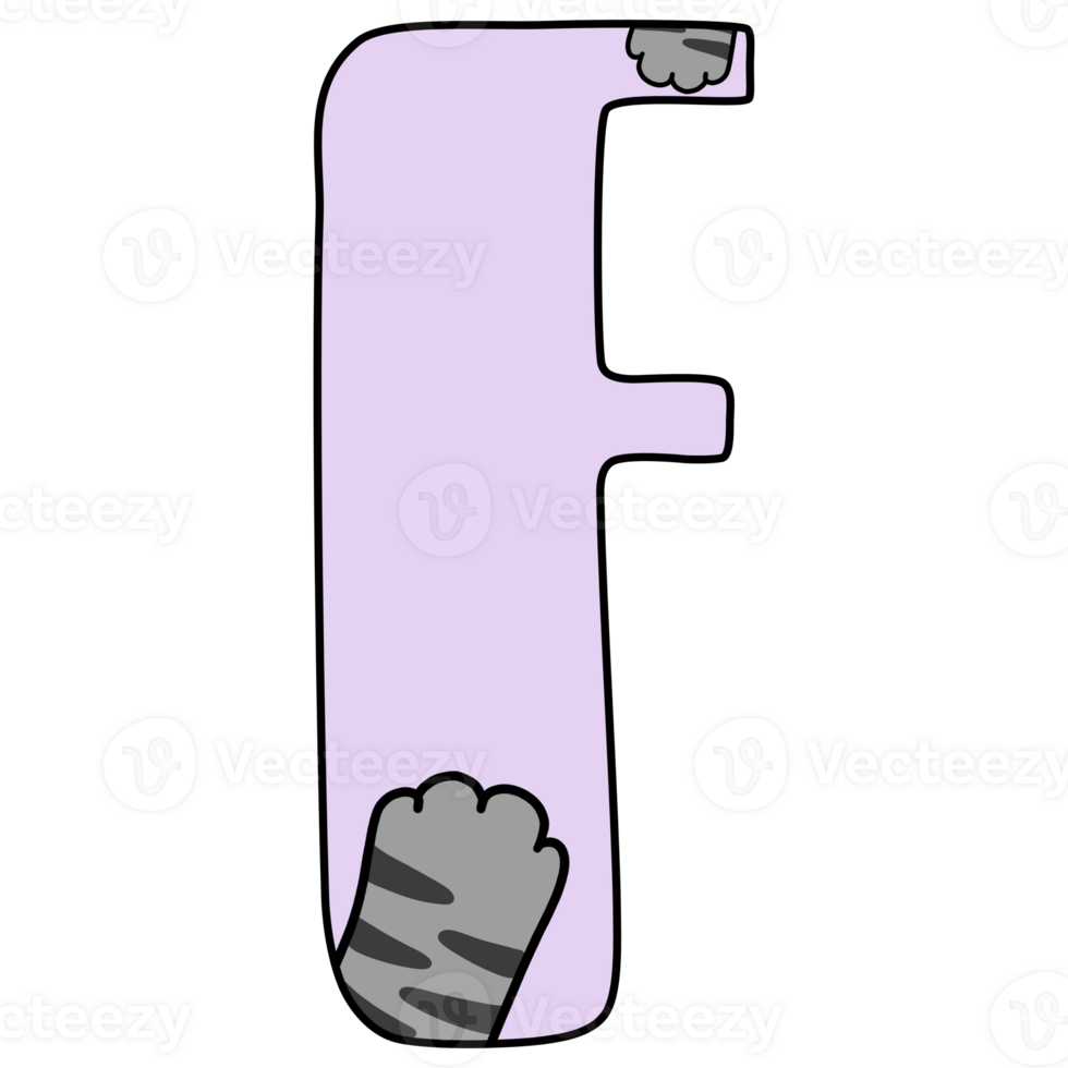 Hand drawn uppercase F with cat paw png