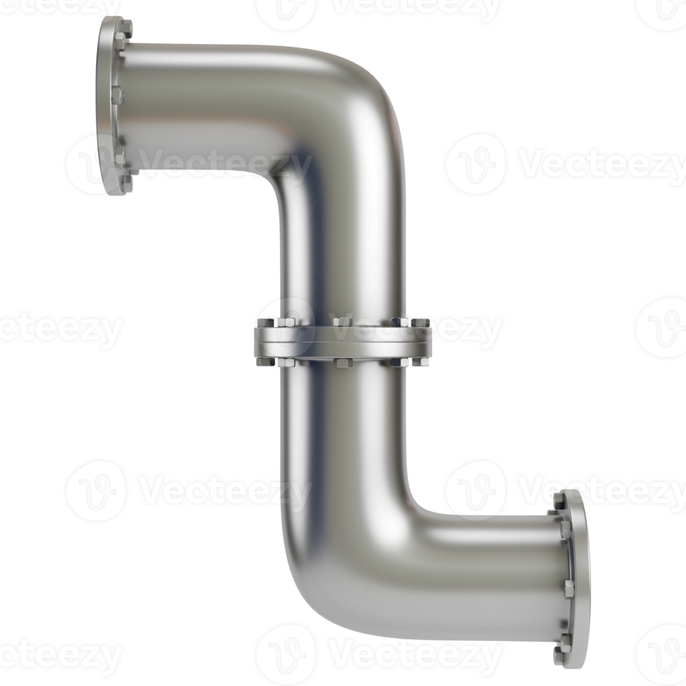 Metal water pipe with industrial elements isolated on transparent background png