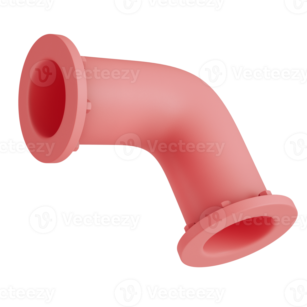 Abstract corner pink pipe with industrial elements isolated on transparent background png