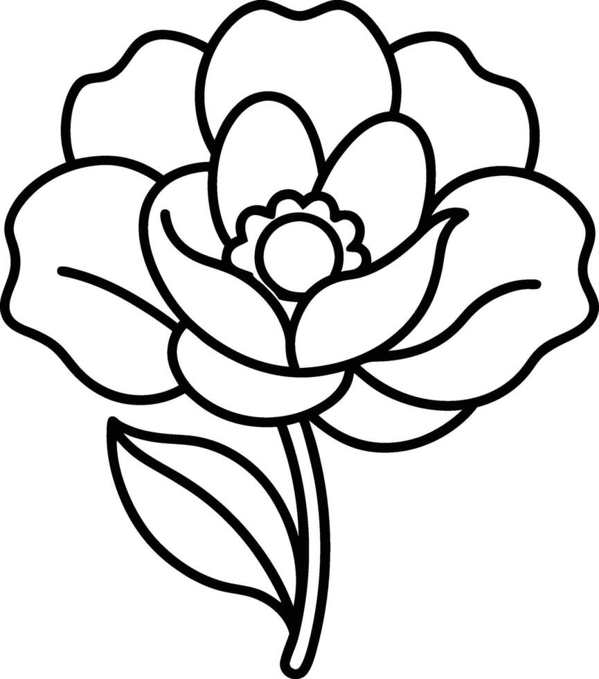 Elegant Poppy Flower Bold Line Art Illustration vector