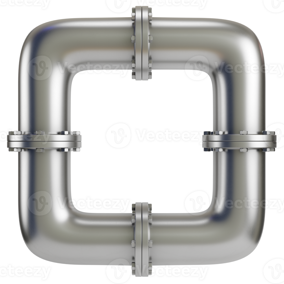 Rectangle pipe with industrial elements isolated on transparent background png