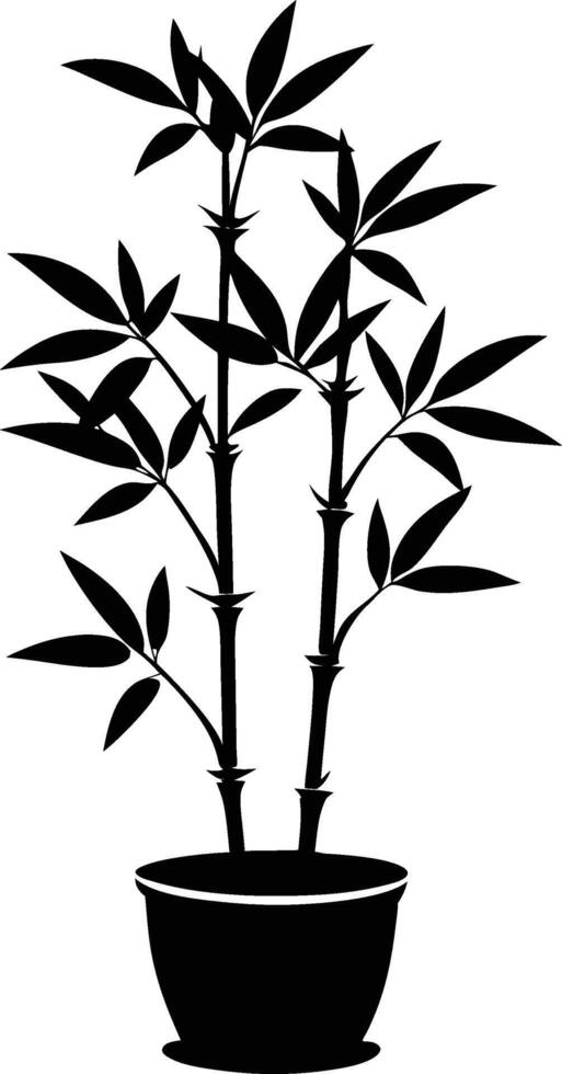 A Bamboo silhouette in a pot illustration vector