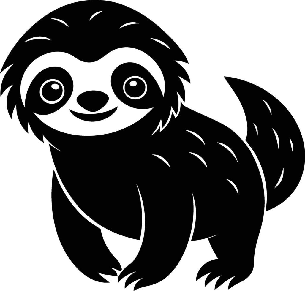 Silhouette illustration A cute baby Sloth vector