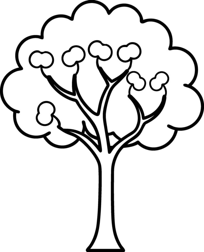 Apple Line Art with Apple tree illustration vector