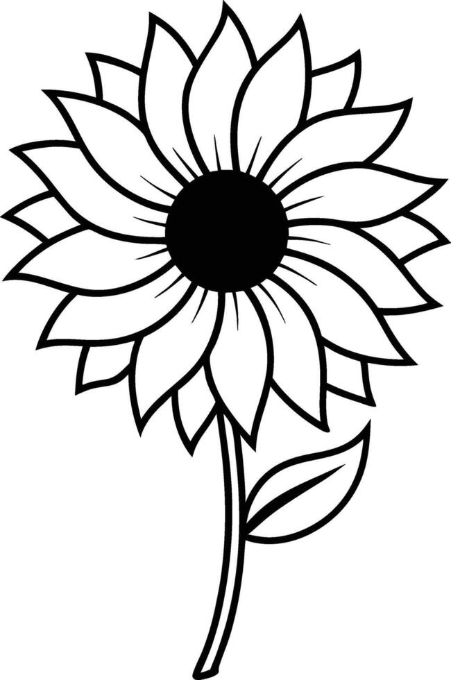 Sunflower Coloring Page - Beautiful Line Art Illustration vector