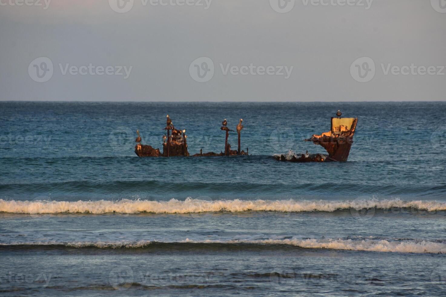 Waves Surrounding a Rusted Shipwreck in Aruba photo