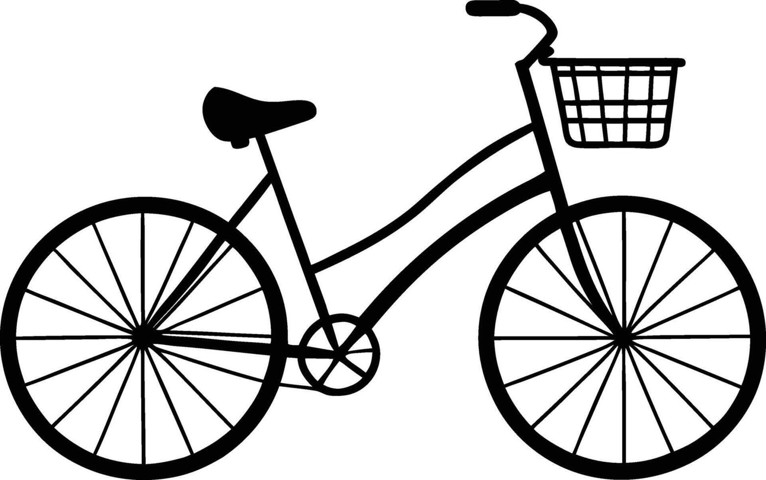Retro Bicycle with Basket Silhouette Illustration vector