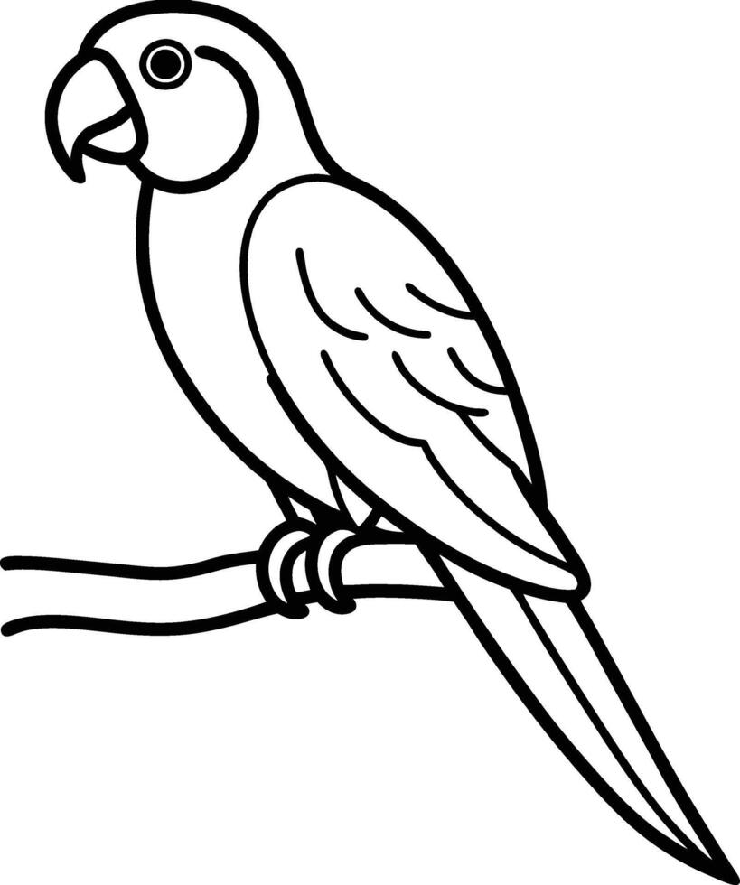 Elegant Parrot Sitting on Branch Silhouette vector