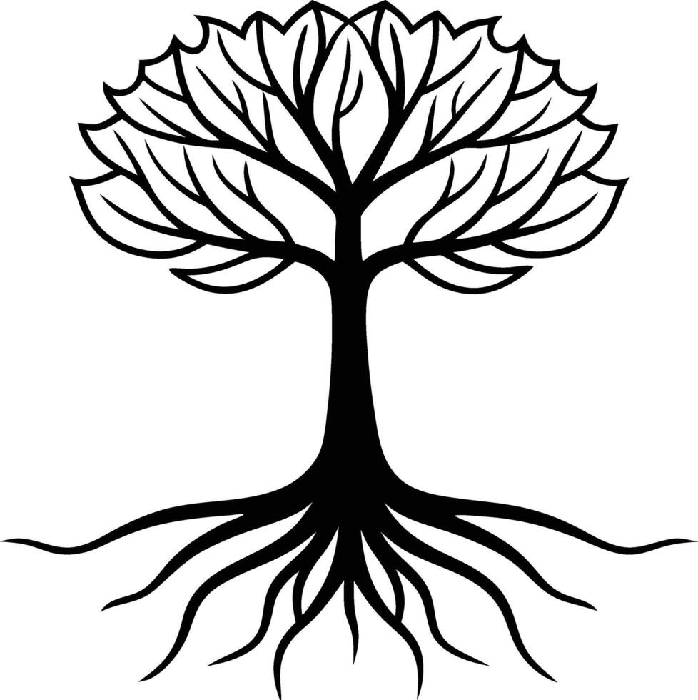 Exposed Roots Tree Silhouette Design vector
