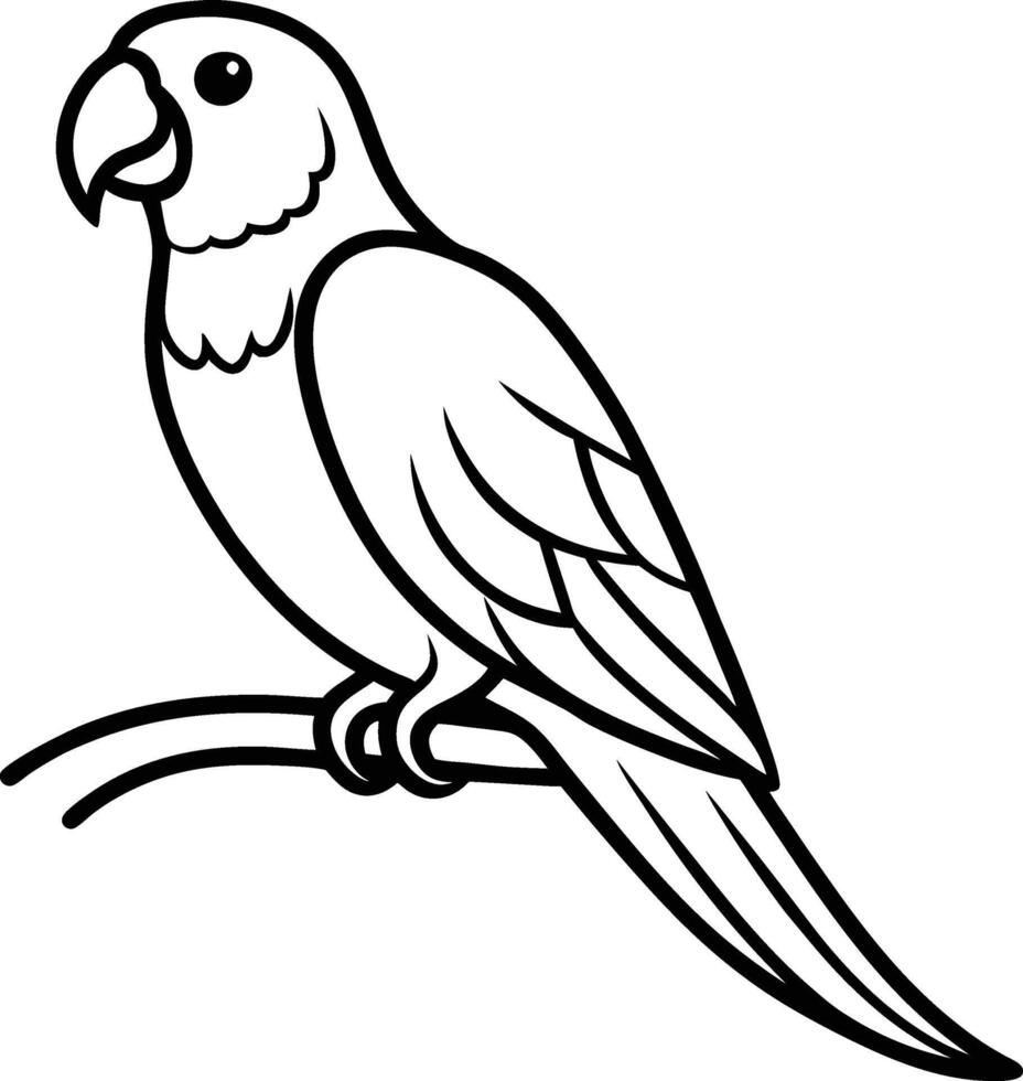 Parrot on Branch Silhouette Illustration vector
