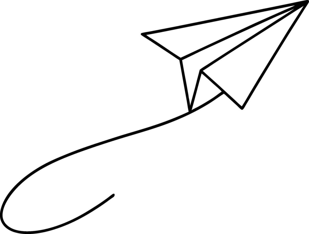 Paper plane flying in a loop line art illustration vector