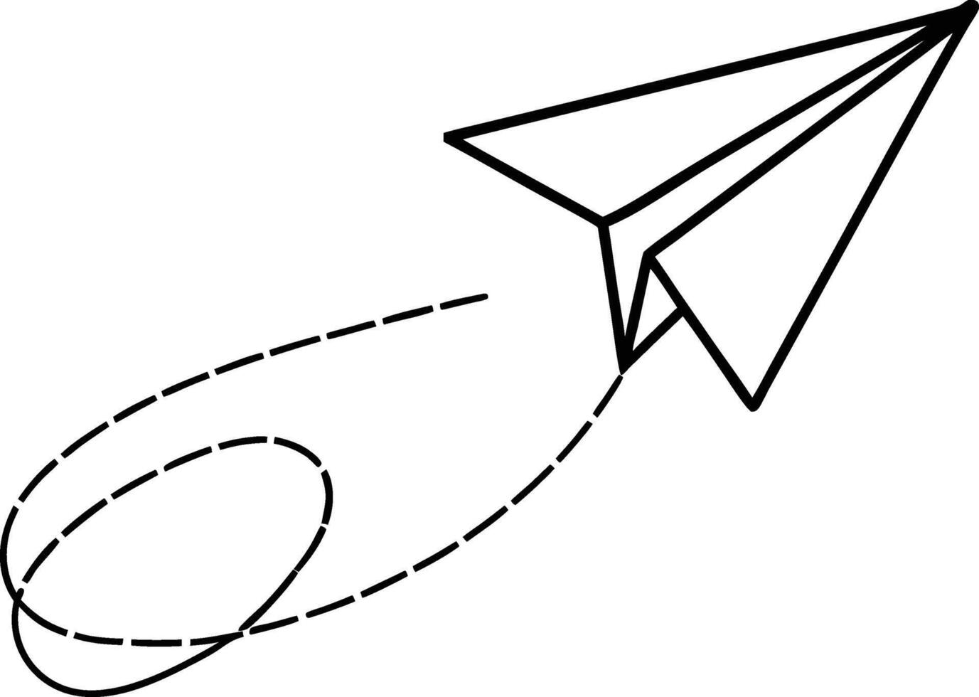 a loop line art illustration Paper plane flying in vector