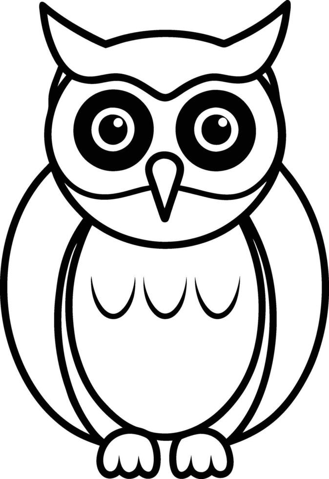 Owl Silhouette with Big Eyes Illustration vector