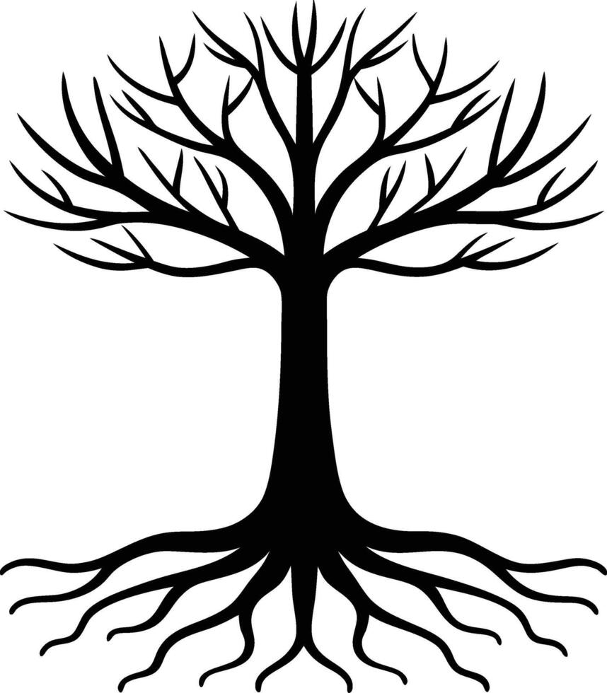 Roots-Exposed Tree Silhouette Illustration vector
