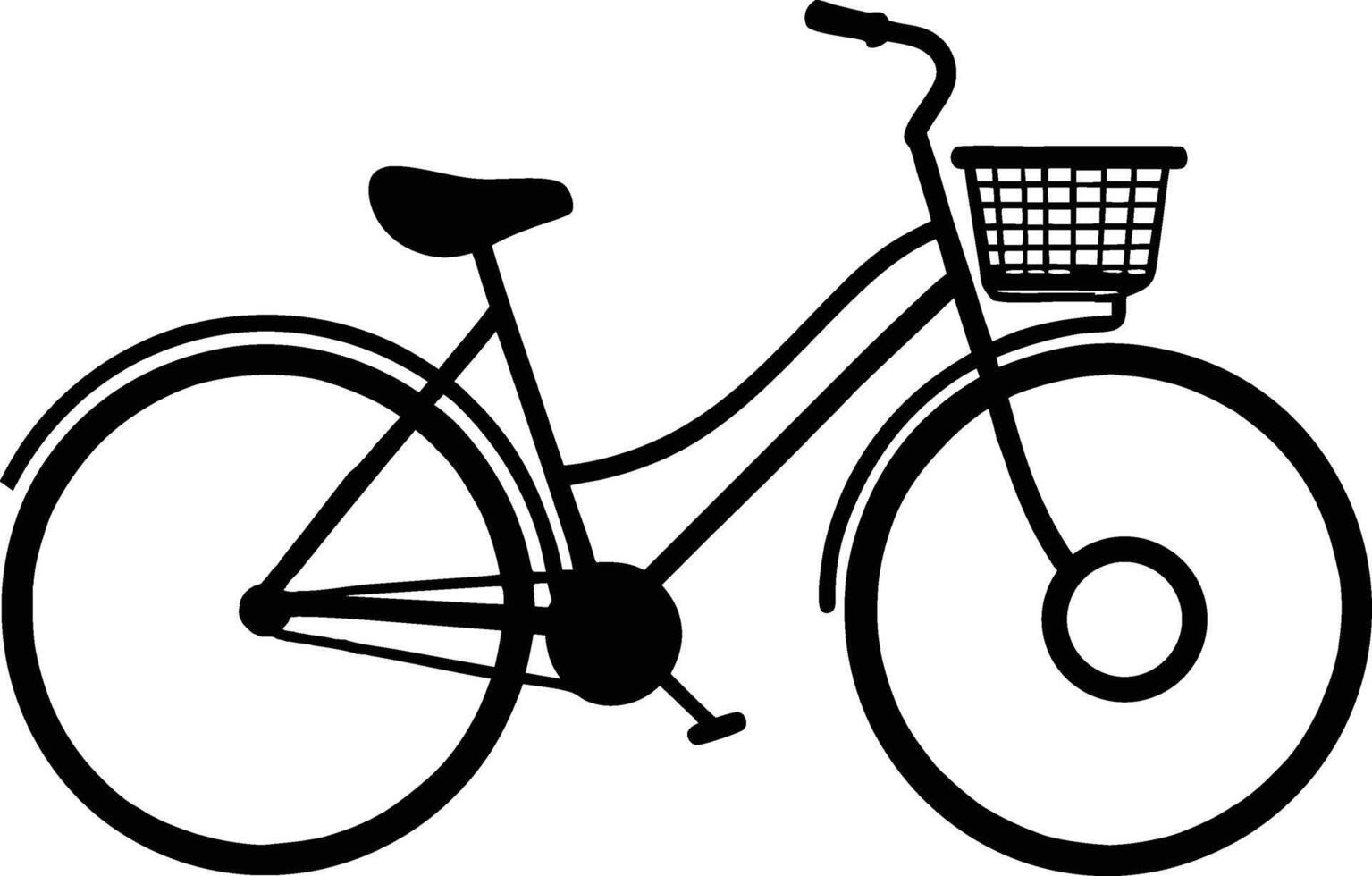 Classic Vintage Bicycle with Basket Silhouette vector