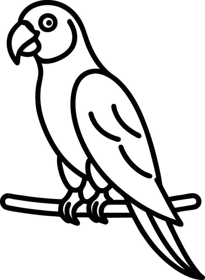 Parrot Perched on Branch Silhouette Illustration vector