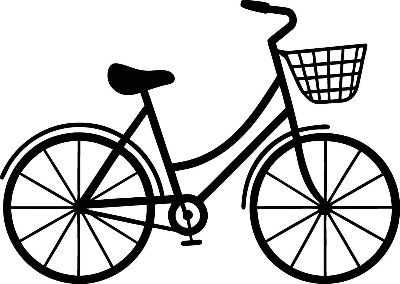 Old-Fashioned Bicycle with Basket Silhouette Art vector