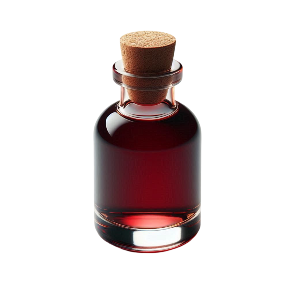Small Vintage Glass Bottle with Red Liquid png