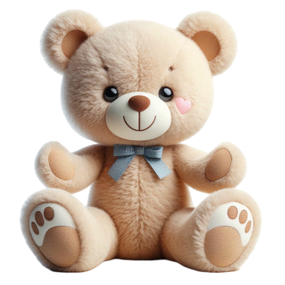Adorable Teddy Bear with a Blue Ribbon png