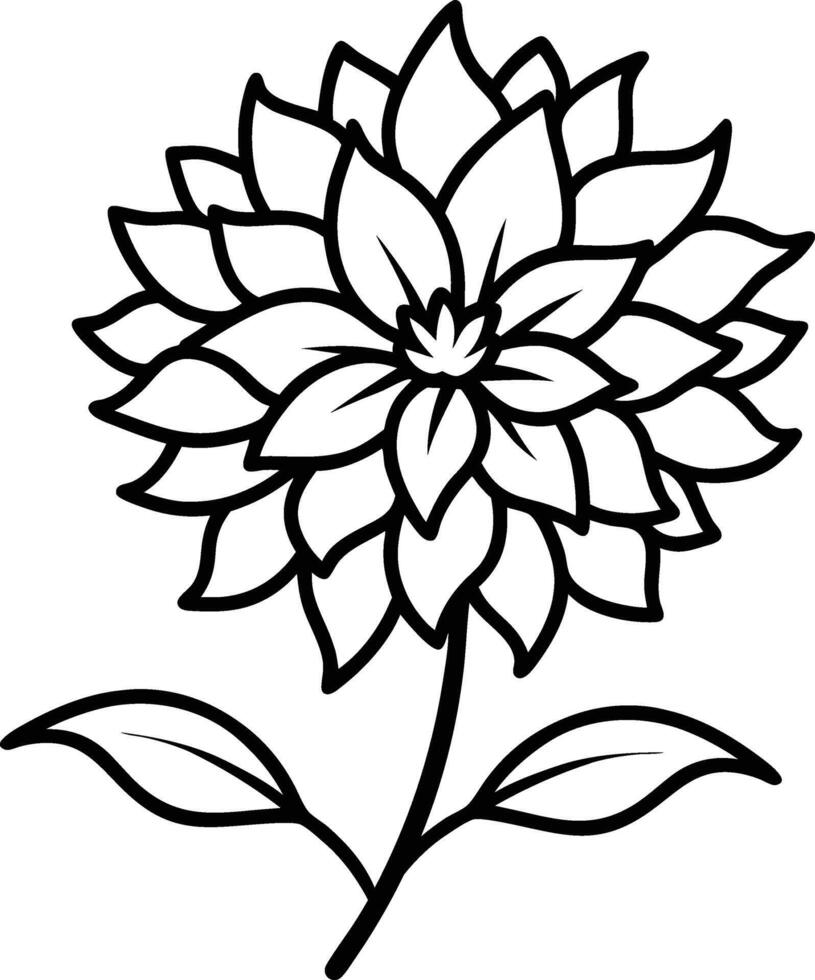 Aster flower bold line art illustration vector
