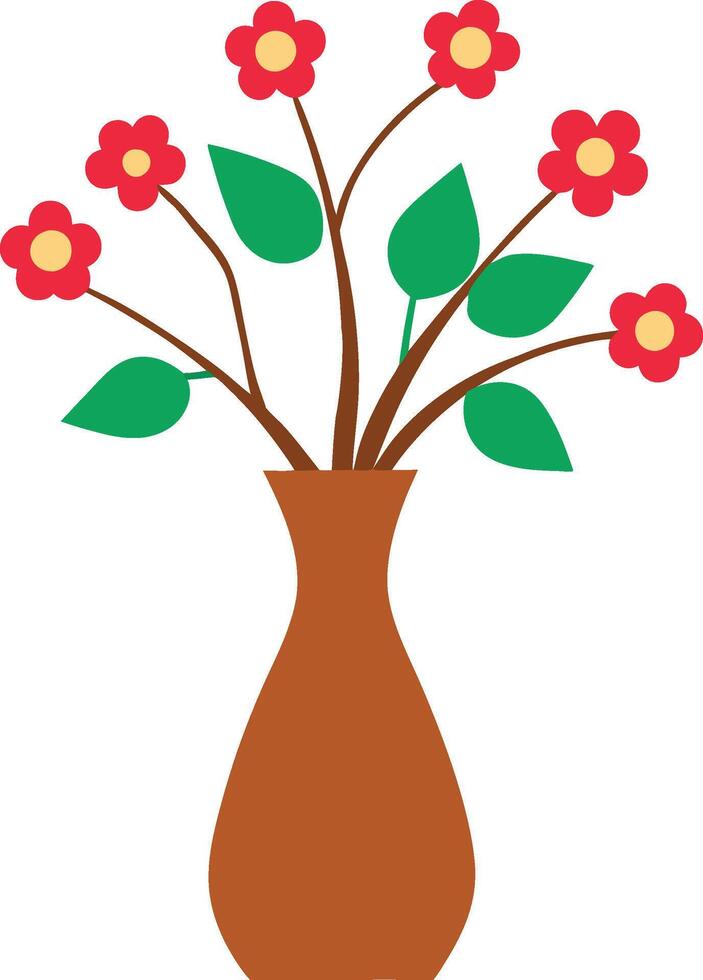 Tree With Vase Illustration A Beautiful Flower vector