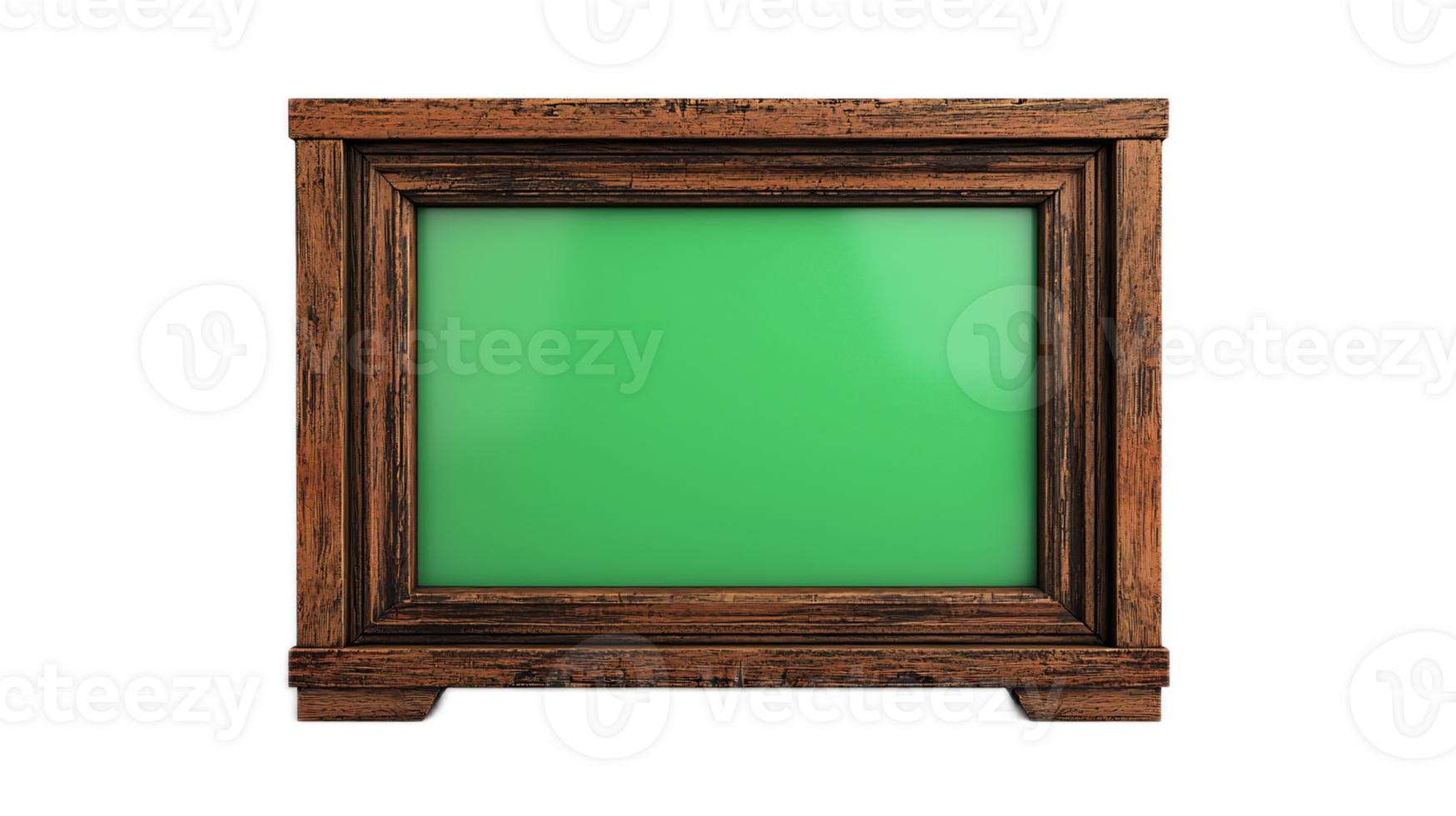 Vintage Wooden Frame with Green Background Suitable for Text or Image Display png