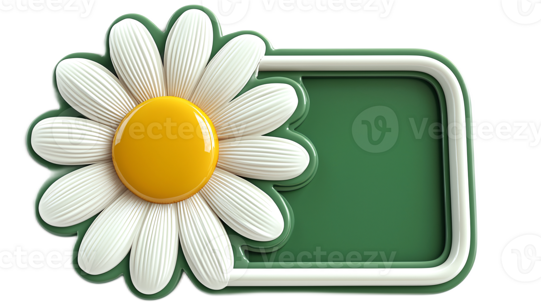 Bright and Cheerful Daisy Flower with Green Frame and Yellow Center for Creative Designs png