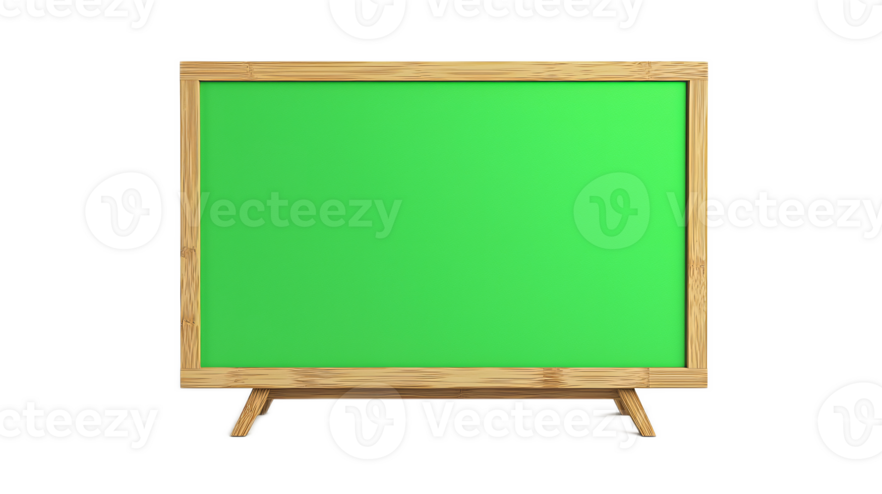 Wooden Frame Television with Green Screen Ready for Customization and Digital Content Display png
