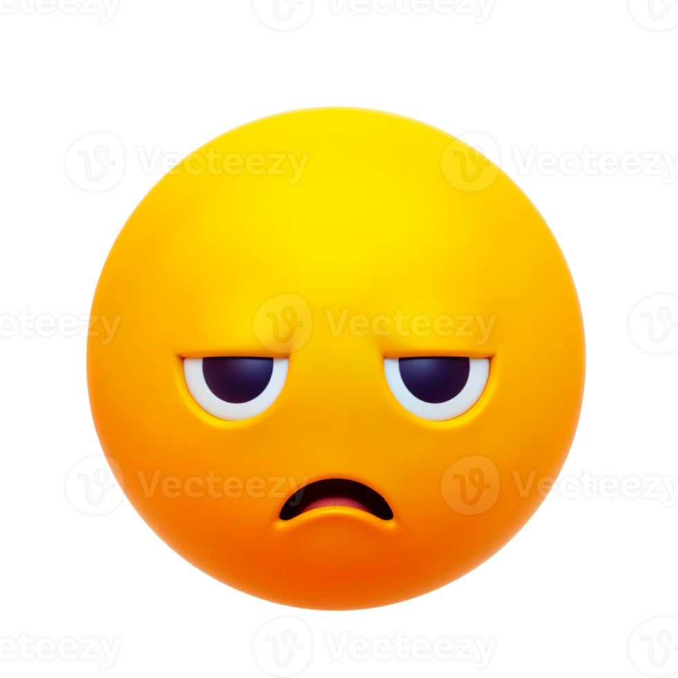 Annoyed Yellow Emoji with Half-Closed Eyes and Frown png