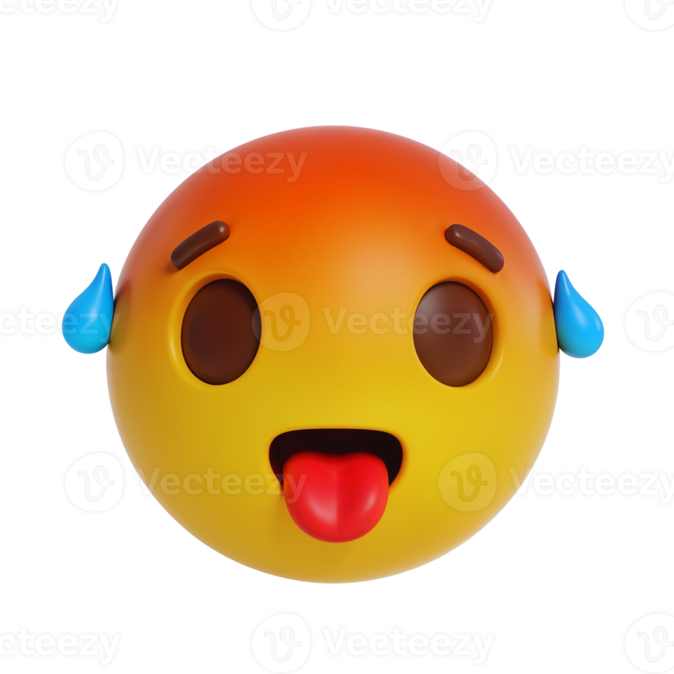 Cute and colorful emoji with sweat droplets shows funny expression png
