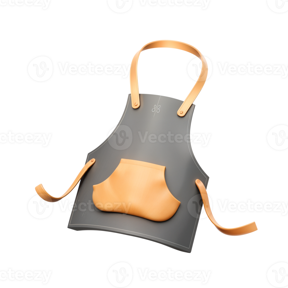 Stylish Grey Apron with Leather Straps for Chefs png