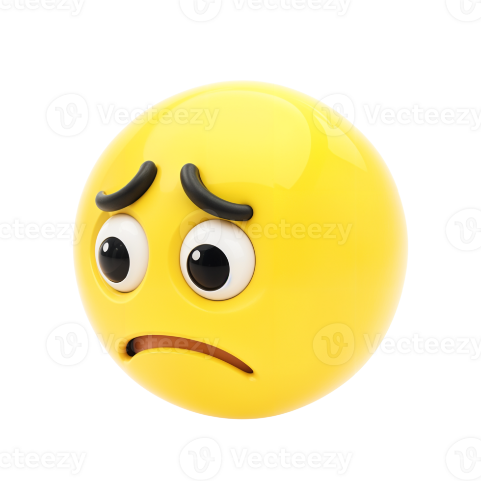 Sad yellow emoji conveying feelings of disappointment and sorrow. png