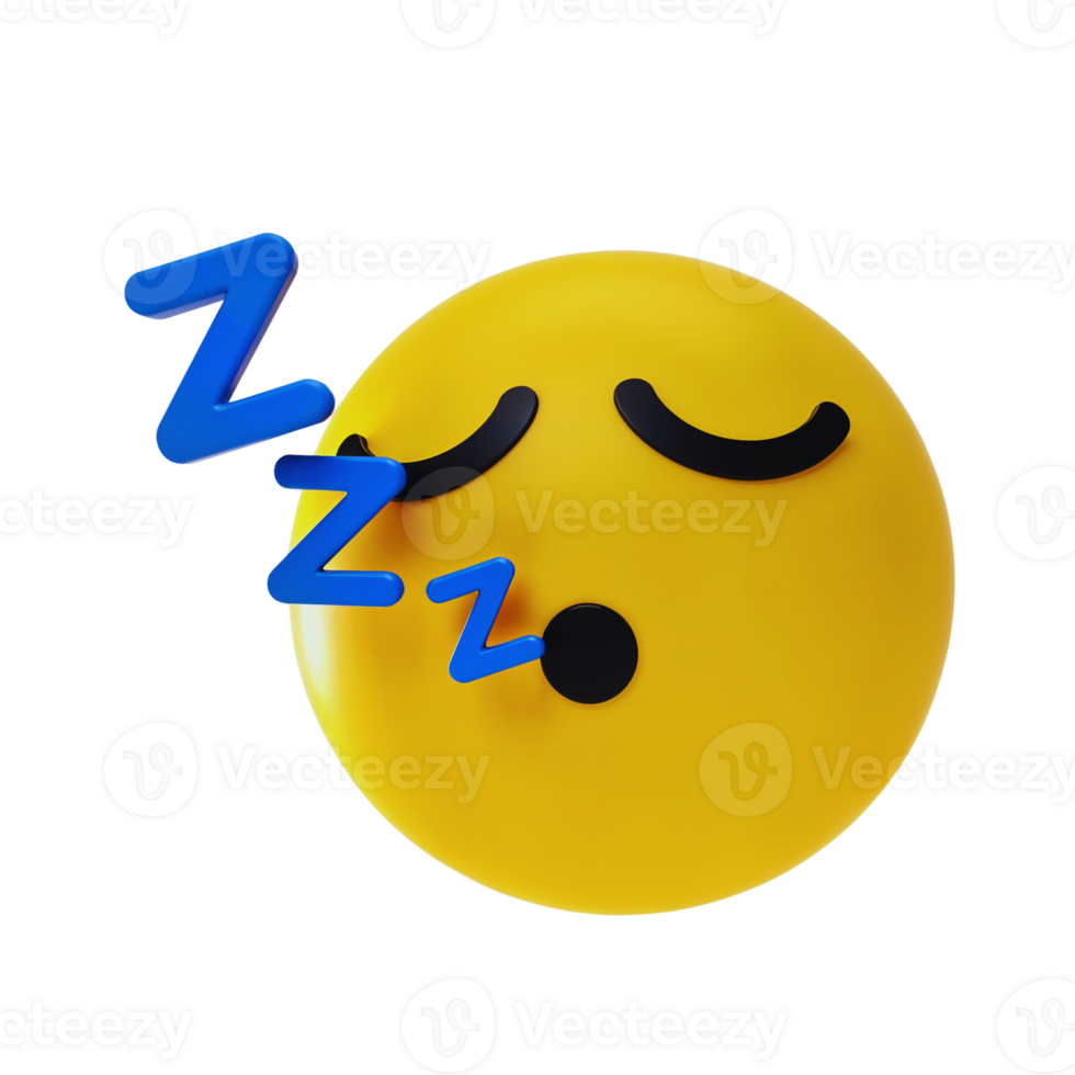 Yellow smiling emoji with closed eyes and sleep symbol in blue png
