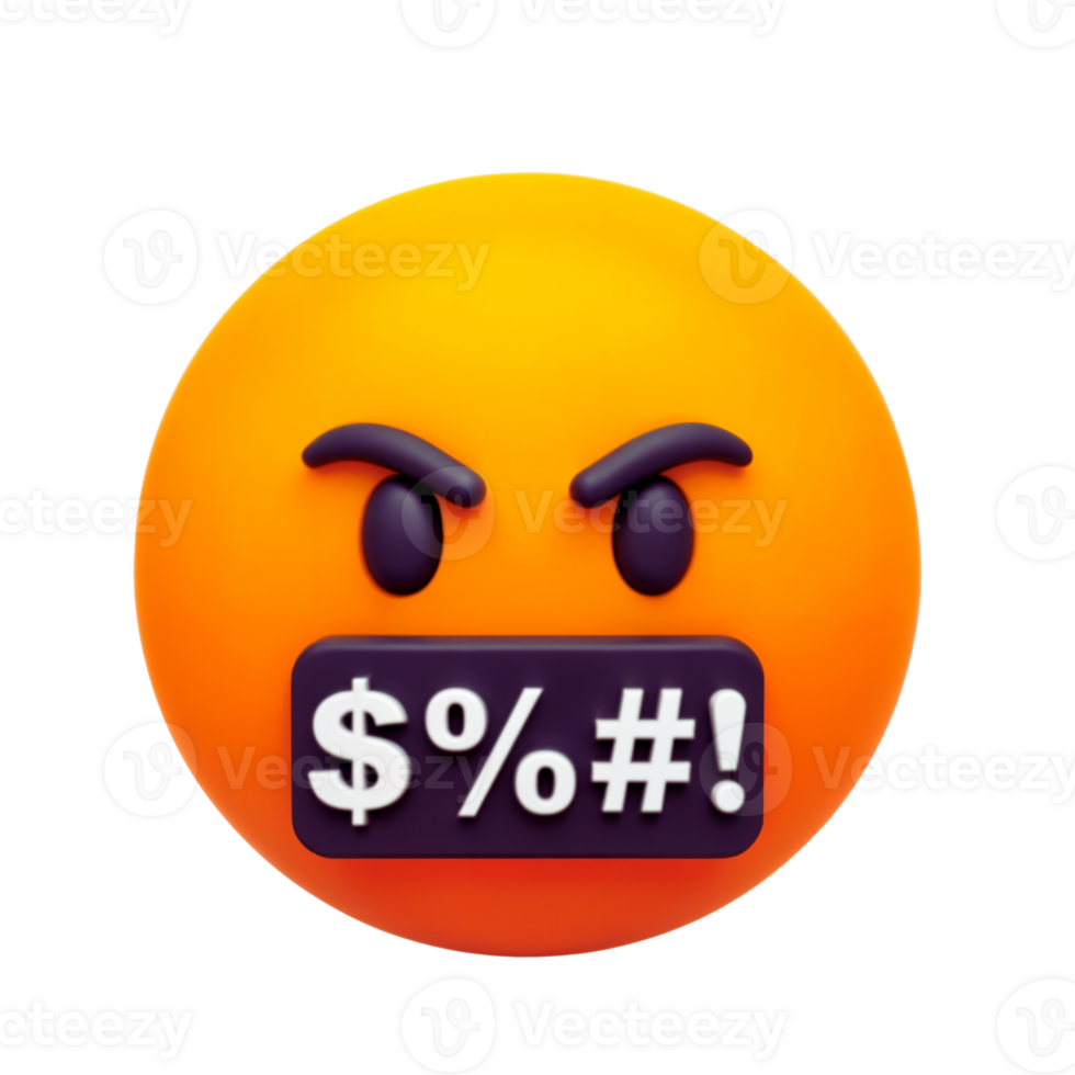 Angry emoji with censored expression symbolizing frustration png