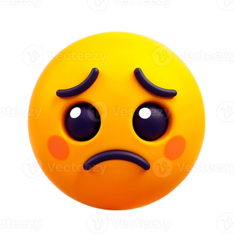 Sad Yellow Emoji with Teary Eyes and Frown Expression png