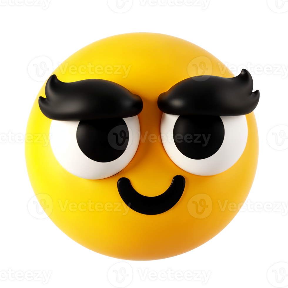 Playful Yellow Emoji with Stylish Eyebrows and Expression png
