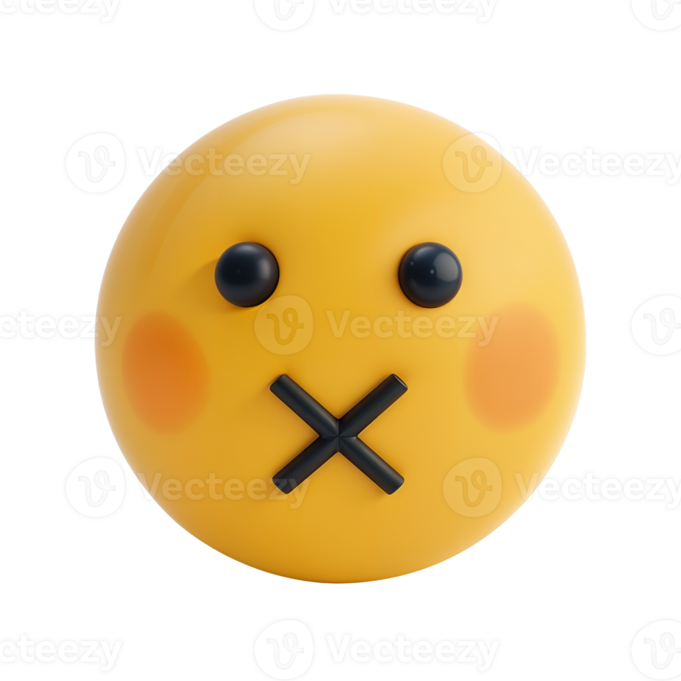 Cheerful Emoji with a Silenced Expression and Cute Design png