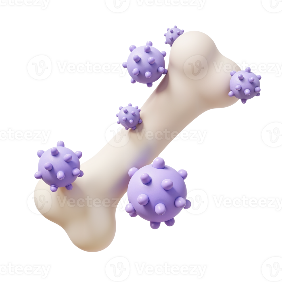 Stylized Bone Surrounded by Colorful Viruses Illustrating Health png
