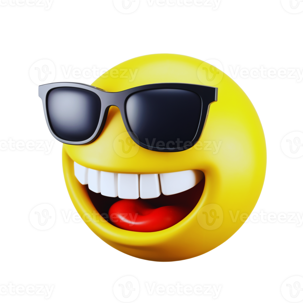 Smiling Emoji Face with Sunglasses in Fun Expression png